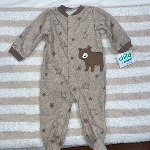 Child of Mine Brown Bear Pajama Footie with Stars